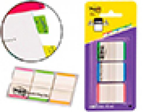 Bandas separadoras post-it index verde vermelho e azul dispensador bolsa 3x22 , Post-it , 72231 , 0051141315522